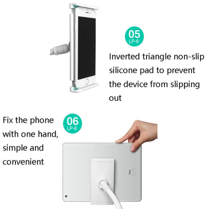 LP-6 Tablet Mobile Phone Lazy Bracket Detachable Bed Bracket, Style: Three-stage (Silver) - Lazy Bracket by PMC Jewellery | Online Shopping South Africa | PMC Jewellery