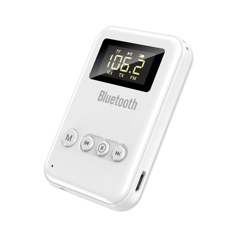K6-W Bluetooth 5.0 Receiver Transmitter 2 in 1 Adapter Computer Speaker Car FM (White) - free shipping - PMC TechLife - Order now!
