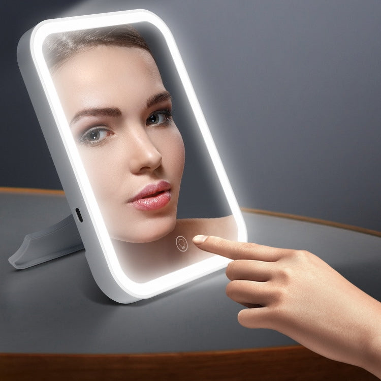 2 PCS LED Makeup Mirror With Lamp Fill Light Dormitory Desktop Dressing Mirror Female Folding Portable Small Mirror,Style: Charging Tricolor Light (Pink) - Mirror by PMC Jewellery | Online Shopping South Africa | PMC Jewellery