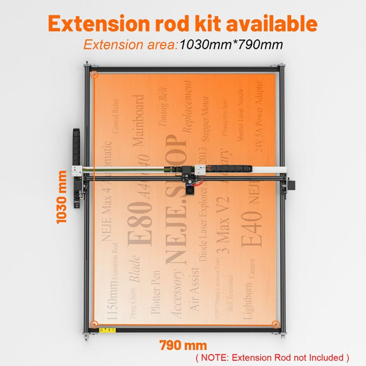 1150mm Y-Axis Extension Kit Aluminum Profile Rail For NEJE MAX 4 / 3 MAX V2 Laser Engraver - DIY Engraving Machines by PMC Jewellery | Online Shopping South Africa | PMC Jewellery