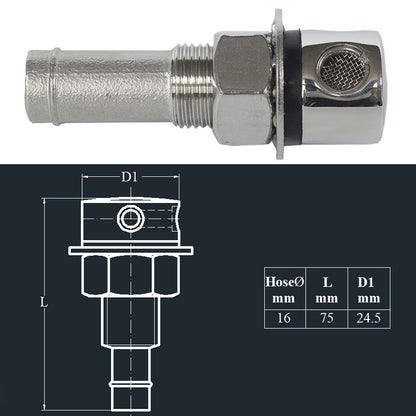 Fuel Breather Vent Straight 316 Stainless Steel  Boat Cabin Oiling Fueling Oil Port Vent Accessories - Boats Accessories by PMC Jewellery | Online Shopping South Africa | PMC Jewellery