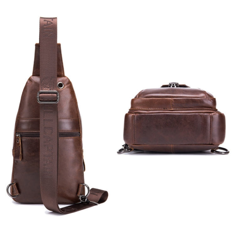BULL CAPTAIN 110 Men Leather Shoulder Bag Cowhide Leather Multi-Function Chest Bag(Black) - Single-shoulder Bags by BULL CAPTAIN | Online Shopping South Africa | PMC TechLife | Buy Now Pay Later Mobicred