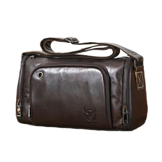 BULL CAPTAIN HKDJB--001 Cowhide Messenger Bag Sports Men Single-shoulder Bag, Colour: Dark Brown - Single-shoulder Bags by BULL CAPTAIN | Online Shopping South Africa | PMC Jewellery