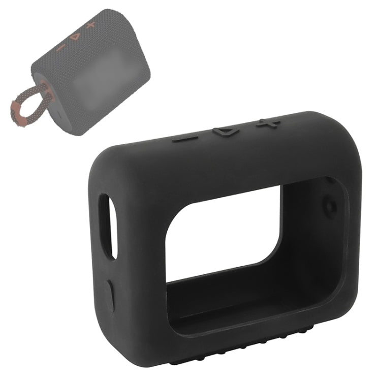 For JBL GO3 Bluetooth Speaker Silicone Cover Portable Protective Case with Carabiner(Black) - Protective Case by PMC TechLife | Online Shopping South Africa | PMC TechLife
