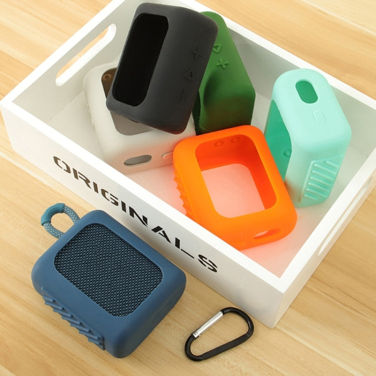 For JBL GO3 Bluetooth Speaker Silicone Cover Portable Protective Case with Carabiner(Black) - Protective Case by PMC TechLife | Online Shopping South Africa | PMC TechLife