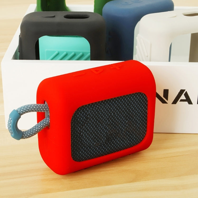 For JBL GO3 Bluetooth Speaker Silicone Cover Portable Protective Case with Carabiner(Black) - Protective Case by PMC TechLife | Online Shopping South Africa | PMC TechLife