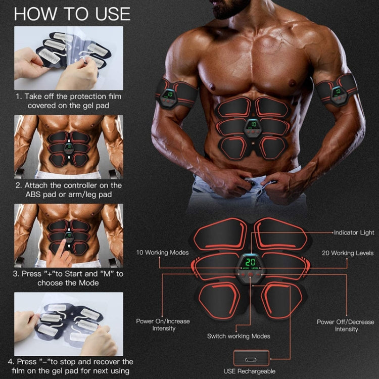 EMS Portable Abdomen Device Electric Abdominal Muscle Stickers with LCD Screen Display(Blue Point) - Fitness Equipments by PMC Jewellery | Online Shopping South Africa | PMC Jewellery