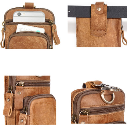 6386 Men Retro Cowhide Multifunctional Sports Belt Waist Bag(Brown) - Waist Bags by PMC Jewellery | Online Shopping South Africa | PMC Jewellery