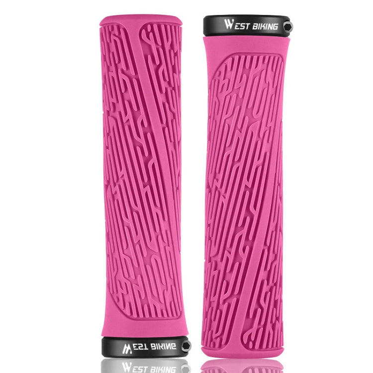 1 Pair WEST BIKING YP0804061 Bicycle Anti-Slip Shock Absorber Grip Mountain Bike Rubber Handlebar Cover(Rose Pink) - Bicycle Grips by WEST BIKING | Online Shopping South Africa | PMC Jewellery | Buy Now Pay Later Mobicred