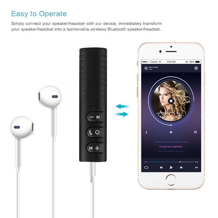 H-139 3.5mm Lavalier Bluetooth Audio Receiver with Metal Adapter(Black) - Audio Receiver Transmitter by PMC TechLife | Online Shopping South Africa | PMC TechLife