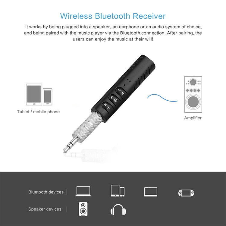 H-139 3.5mm Lavalier Bluetooth Audio Receiver with Metal Adapter(Black) - Audio Receiver Transmitter by PMC TechLife | Online Shopping South Africa | PMC TechLife