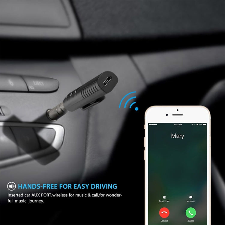 H-139 3.5mm Lavalier Bluetooth Audio Receiver with Metal Adapter(Black) - Audio Receiver Transmitter by PMC TechLife | Online Shopping South Africa | PMC TechLife