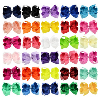 5 PCS 6 Inch Colorful Kids Girls Big Solid Ribbon Hair Bow Clips(27) - Head Bands by PMC Jewellery | Online Shopping South Africa | PMC Jewellery