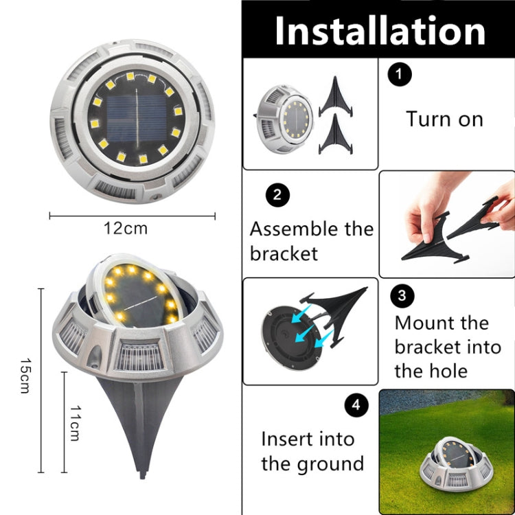Outdoor Solar Underground Lamp Rotating Buried Lawn Lamp , Spec: 8 LEDs Warm+Blue Light (Plastic Shell) - Buried Lights by PMC TechLife | Online Shopping South Africa | PMC TechLife
