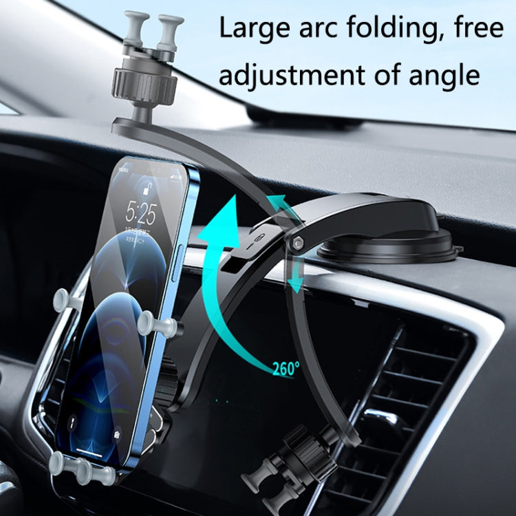 Oatsbasf Car Metal Gravity Mobile Phone Bracket Foldable Adjustment Stable Suction Cup Type Automoller General Bracket(Silver) - Universal Car Holders by Oatsbasf | Online Shopping South Africa | PMC Jewellery | Buy Now Pay Later Mobicred