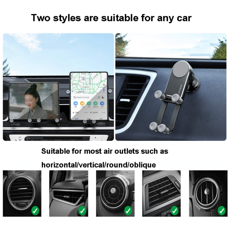 Oatsbasf Car Gravity Metal Bracket Scalable and Stable Mobile Phone Bracket Folding Screen Mobile Phone Exclusive Car Bracket(Paste Black) - Car Holders by Oatsbasf | Online Shopping South Africa | PMC Jewellery
