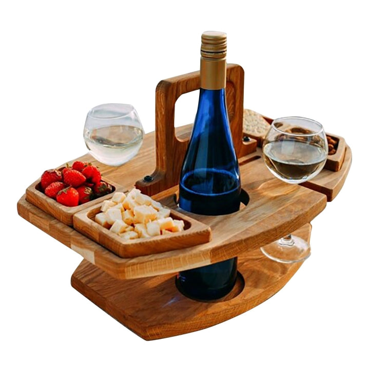 Portable Picnic Wooden Wine Glass Holder Detachable Wine Table(Wood Color) - Outdoor Folding Tables by PMC Jewellery | Online Shopping South Africa | PMC Jewellery