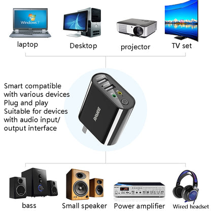 RAYEE K8 Bluetooth 5.0 Audio Receiver & Transmitter 2 in 1 Adapter Support 2.1A Fast Charge U Disk, US Plug - Audio Receiver Transmitter by PMC Jewellery | Online Shopping South Africa | PMC Jewellery