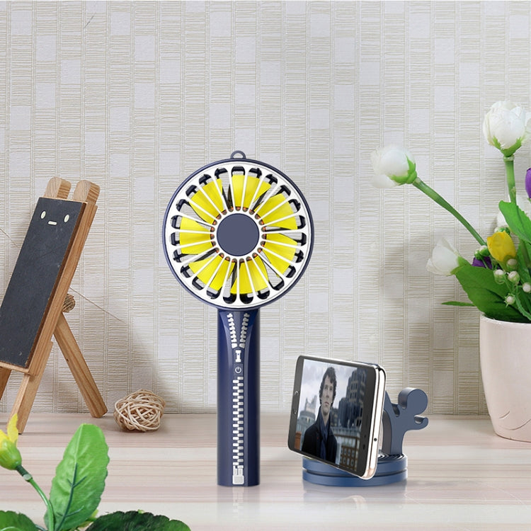 Zipper Fan USB Mini Handheld Fan Portable with Stand Base(Lvory White) - Electric Fans by PMC Jewellery | Online Shopping South Africa | PMC Jewellery