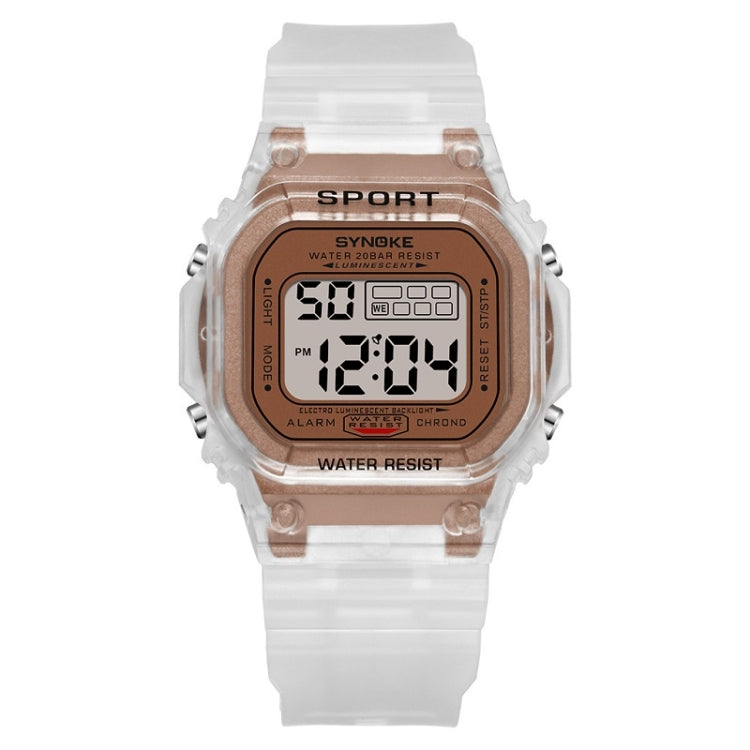 SYNOKE 9620 Couple Sports Plastic Strap Electronic Watch(Transparent Coffee) - Couple Watches by SYNOKE | Online Shopping South Africa | PMC Jewellery | Buy Now Pay Later Mobicred