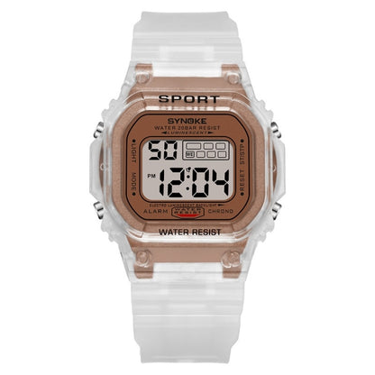 SYNOKE 9620 Couple Sports Plastic Strap Electronic Watch(Transparent Coffee) - Couple Watches by SYNOKE | Online Shopping South Africa | PMC Jewellery | Buy Now Pay Later Mobicred