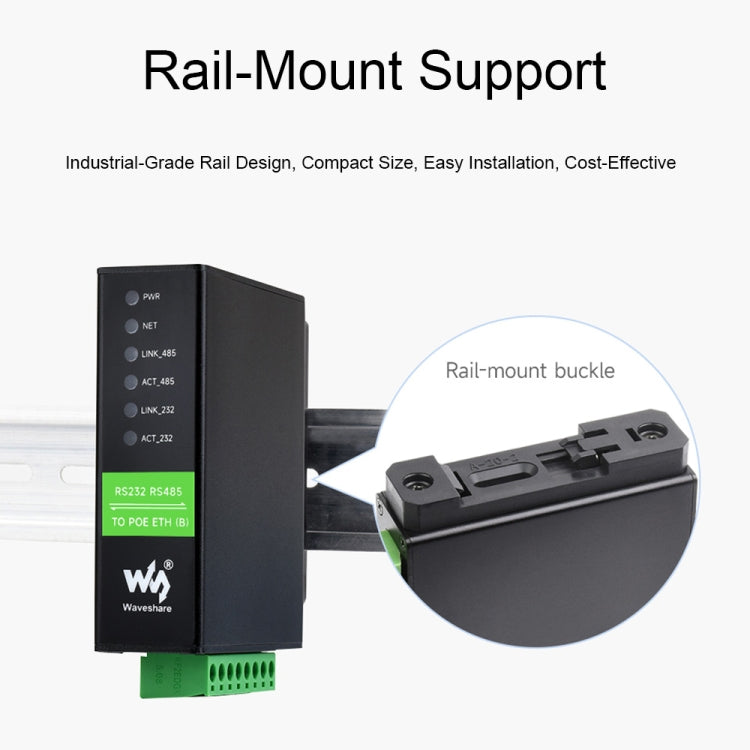 Waveshare RS232 RS485 To RJ45 Ethernet Serial Server, Spec: RS232 RS485 TO POE ETH (B) - Other Accessories by Waveshare | Online Shopping South Africa | PMC TechLife | Buy Now Pay Later Mobicred