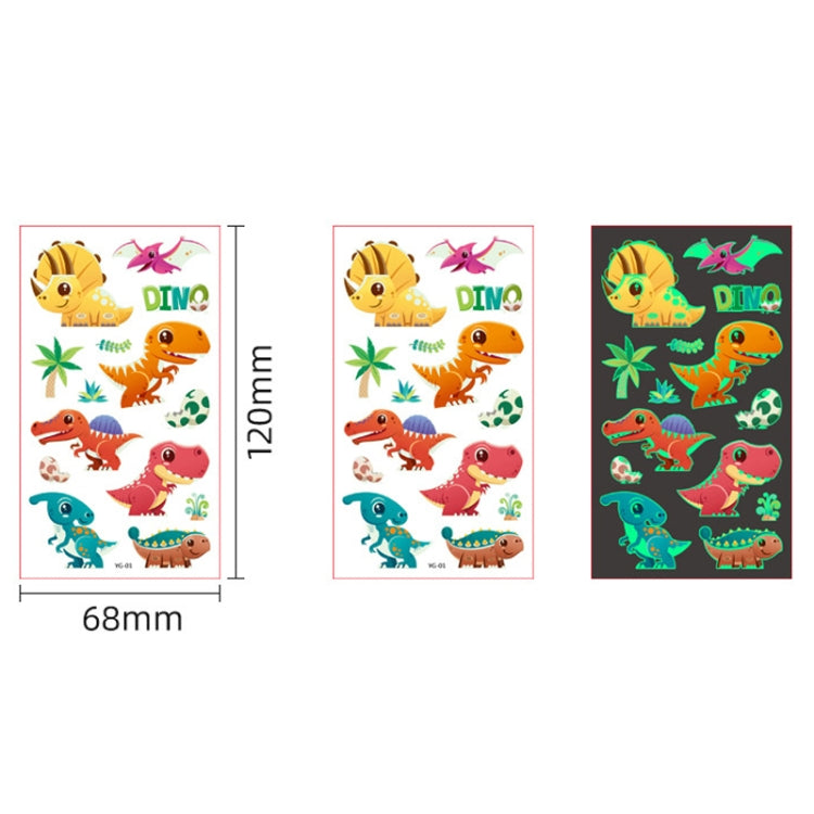 20 PCS Y01-05 Kids Cartoon Luminous Tattoo Sticker Waterproof And Sweat Proof Party Activity Face Sticker(Dinosaur) - Sticker by PMC Jewellery | Online Shopping South Africa | PMC Jewellery