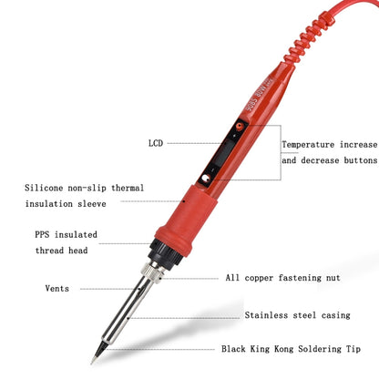 Metallic LCD Temperature Regulating Soldering Iron And Soldering Iron Tip Set Electric Soldering Iron Welding Tool(220V EU Plug Silver Head  Black) - Soldering Iron Set by PMC Jewellery | Online Shopping South Africa | PMC Jewellery