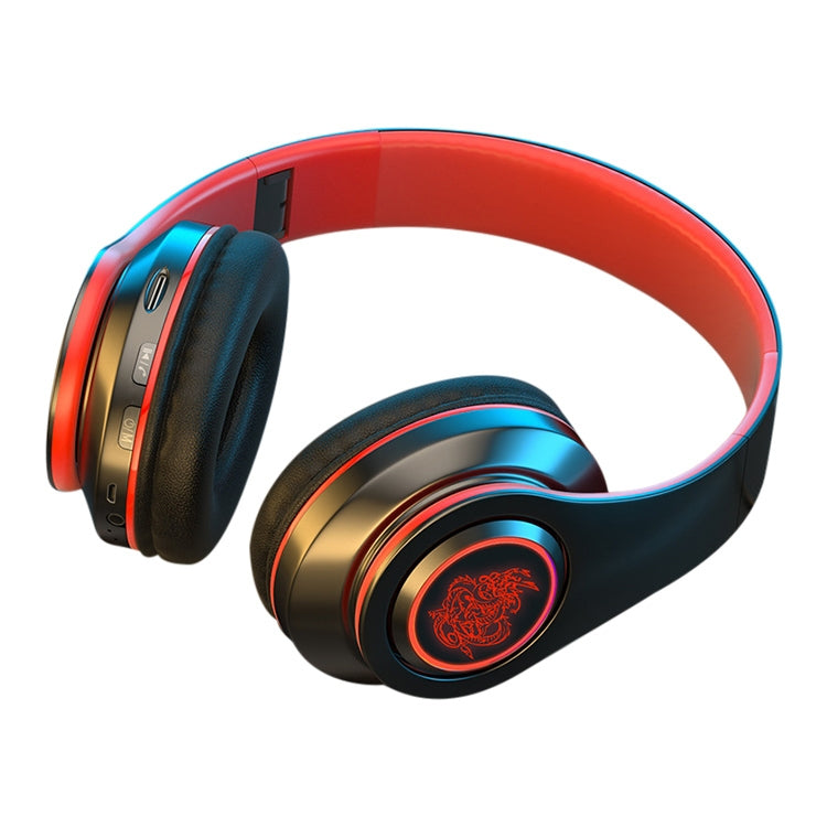 B39 Wireless Bluetooth Headset Subwoofer With Breathing Light Support TF Card(Black Red) - Headset & Headphone by PMC TechLife | Online Shopping South Africa | PMC TechLife | Buy Now Pay Later Mobicred