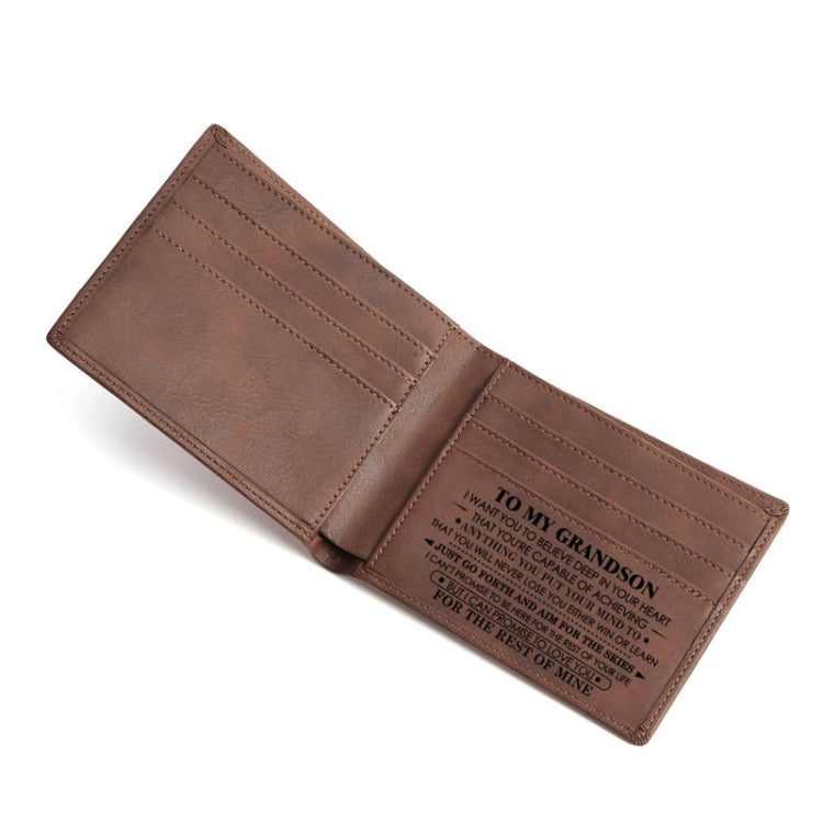 Vintage PU Leather Men Lettering Wallet(02 To Grandson) - Wallets by PMC TechLife | Online Shopping South Africa | PMC TechLife | Buy Now Pay Later Mobicred