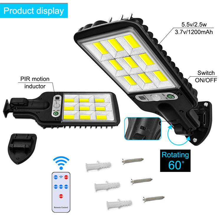 616 Solar Street Light LED Human Body Induction Garden Light, Spec: 117 COB With Remote Control - free shipping - PMC TechLife - Order now!