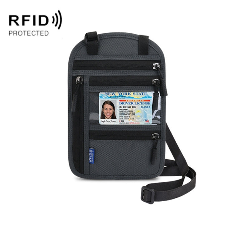 RFID Multi-Function Halter Passport Bag Certificate Protection Cover(Dark Gray) - Card & Passport Bags by PMC Jewellery | Online Shopping South Africa | PMC Jewellery