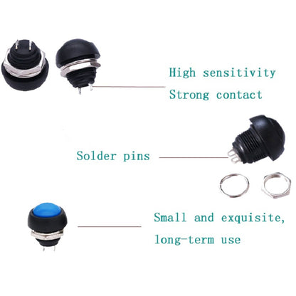 10 PCS Small Waterproof Self-Reset Button Switch(Black) - Switch by PMC Jewellery | Online Shopping South Africa | PMC Jewellery