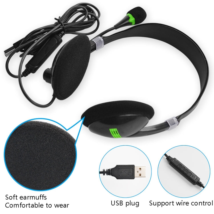 USB440 Universal USB Computer Cable Head Wearable Electricity Music Voice Headphones(Black Bare Metal) - Multimedia Headset by PMC TechLife | Online Shopping South Africa | PMC TechLife
