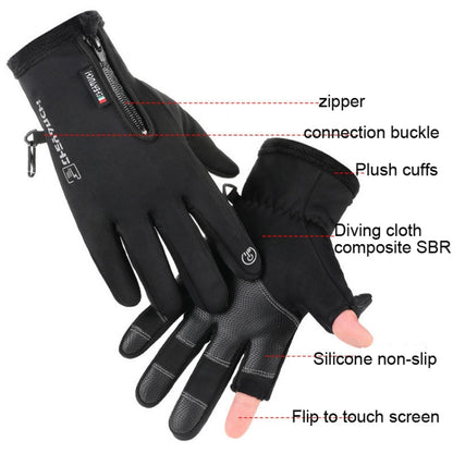 Outdoor Sports Riding Warm Gloves Touch Screen Fingerless Fishing Gloves, Size: L(Black) - Cycling Gloves by PMC Jewellery | Online Shopping South Africa | PMC Jewellery