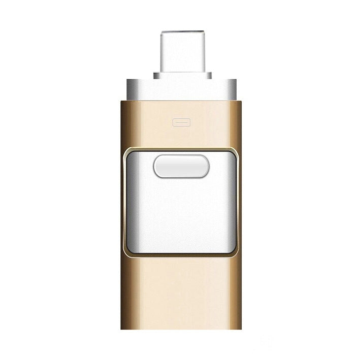 256GB Type-C + 8 Pin + USB 3.0  3 In 1 OTG Metal USB Flash Drive(Gold) - U Disk & Card Reader by PMC Jewellery | Online Shopping South Africa | PMC Jewellery