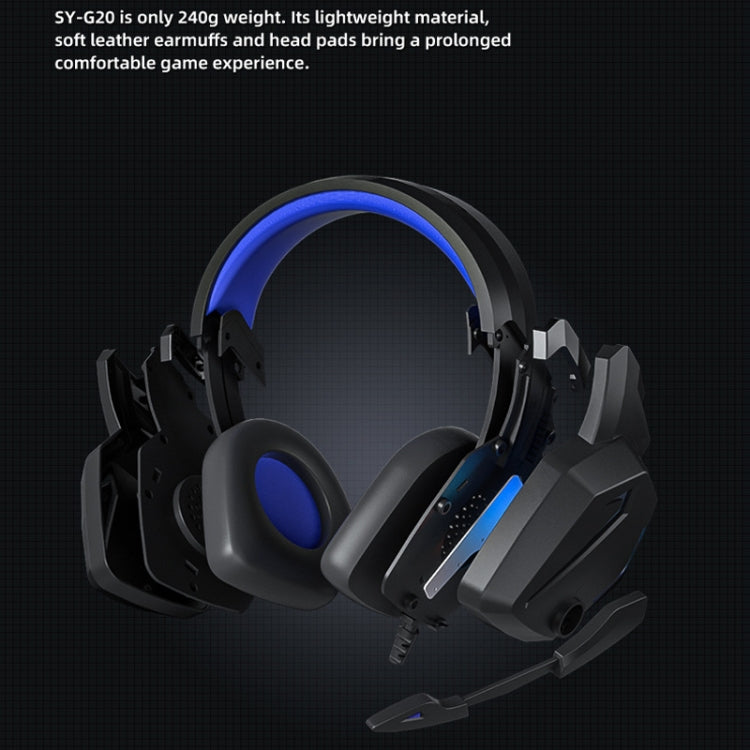 Soyto SY-G20 RGB Dual Streamer Gaming Computer Headset, Style: Non-luminous Version (Black Blue) - Multimedia Headset by Soyto | Online Shopping South Africa | PMC Jewellery