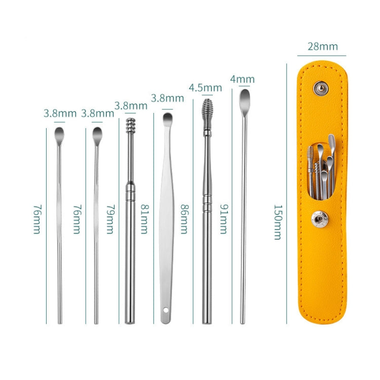 5 Sets 6 In 1 Stainless Steel Spring Spiral Portable Ear Pick, Specification: Black - Ear Care Tools by PMC TechLife | Online Shopping South Africa | PMC TechLife