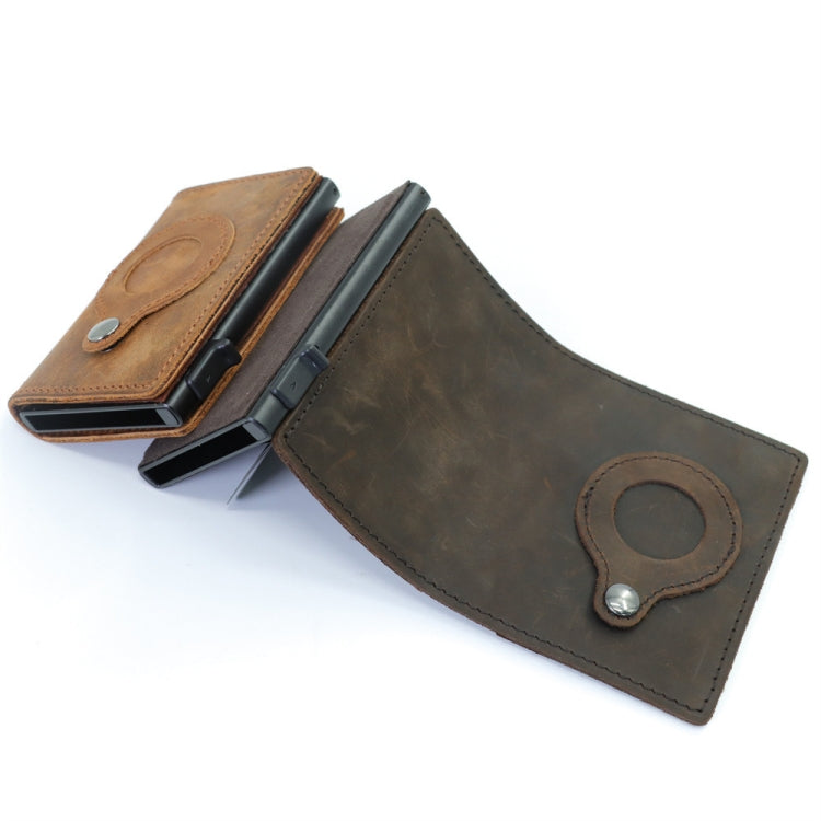 Anti-Theft Positioning Wallet Men Card Holder Mini Wallets For Airtag(Cowhide Brown) - Wallet Series by PMC TechLife | Online Shopping South Africa | PMC TechLife