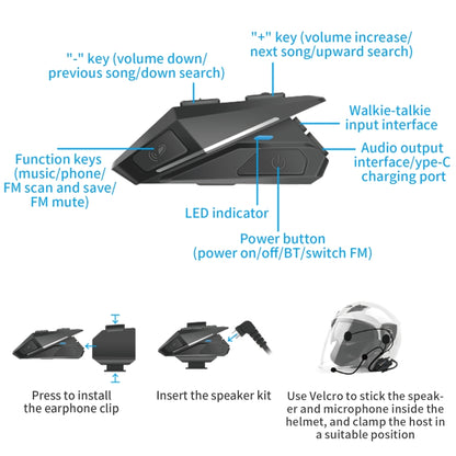 yz06 Wireless Bluetooth Helmet Headphones - Motorcycle Walkie Talkie by PMC Jewellery | Online Shopping South Africa | PMC Jewellery