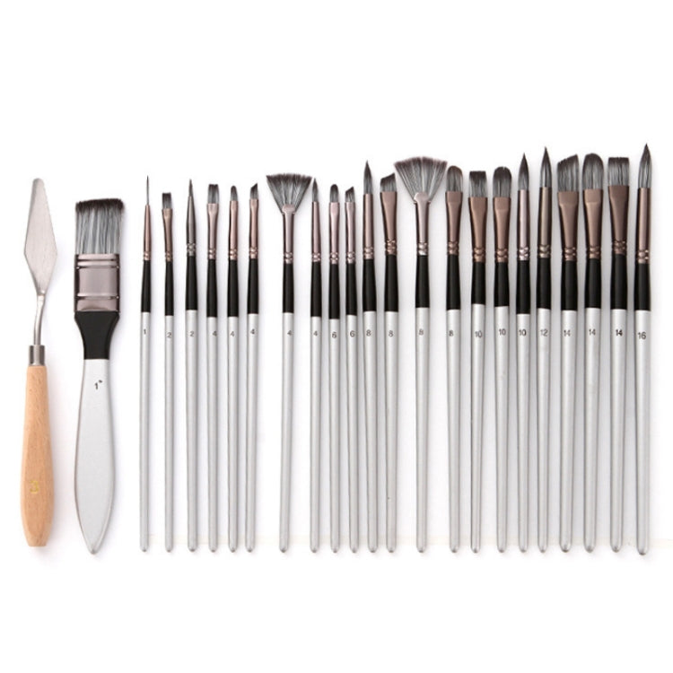 24 PCS/Set Canvas Bag Nylon Wool Gouache Brush Set(Pearl White Pole Black Bag) - Art Supplies by PMC Jewellery | Online Shopping South Africa | PMC Jewellery