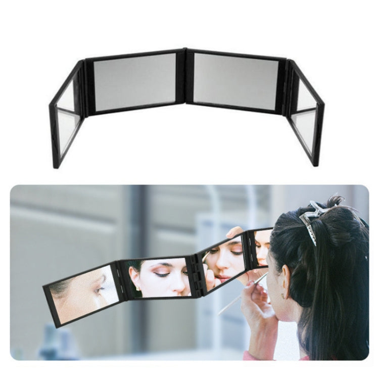 Four-sided Foldable Multi-angle Panoramic Portable Makeup Mirror(Black) - Mirror by PMC Jewellery | Online Shopping South Africa | PMC Jewellery