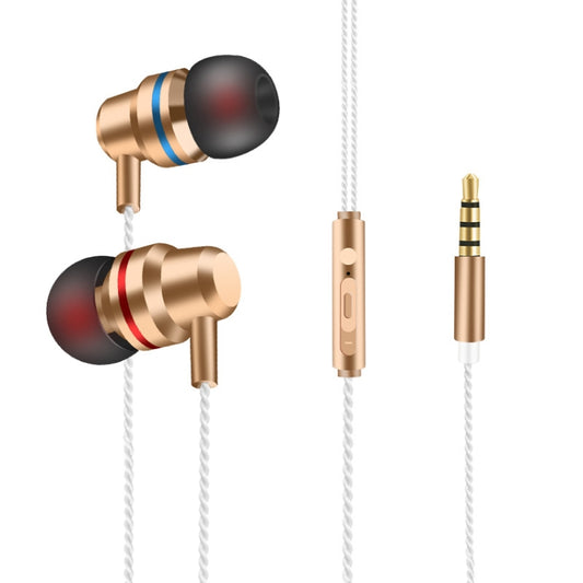 2 PCS TS8 3.5mm In-Ear Metal Wired Control Phone Earphone(Gold) - In Ear Wired Earphone by PMC Jewellery | Online Shopping South Africa | PMC Jewellery