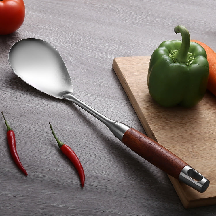 304 Stainless Steel Wooden Handle Kitchenware Kitchen Equipment, Style: Rice Spoon - Cooking Tools by PMC TechLife | Online Shopping South Africa | PMC TechLife | Buy Now Pay Later Mobicred