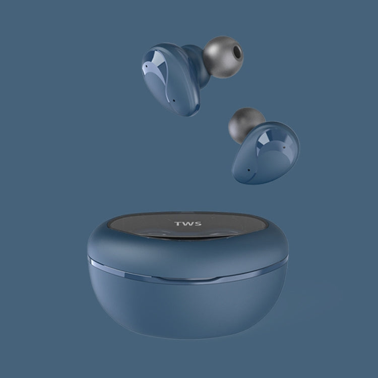 Mini Wireless With Charged Power Display ENC Bluetooth Headset(Blue) - Bluetooth Earphone by PMC TechLife | Online Shopping South Africa | PMC TechLife