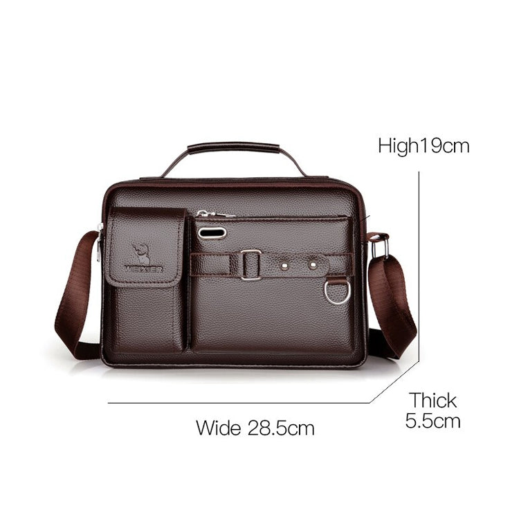 WEIXIER D235 Men Shoulder Bag Portable PU Leather Handbag(Brown) - free shipping - PMC TechLife - Order now!