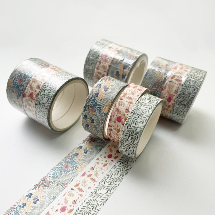 3 Sets/9 Rolls 4585 3m Paper Bronzing Hand Account Tape Set(Flower Leaves) - free shipping - PMC TechLife - Order now!