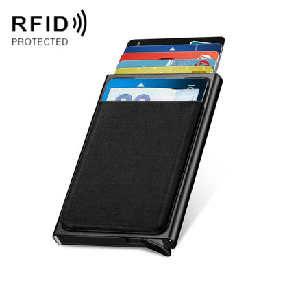 NEWBRING Metal Wallet Automatic Pop-up Anti-degaussing Card Holder, Colour: Black With Back Stickers - Antimagnetic RFID Package by NEWBRING | Online Shopping South Africa | PMC Jewellery | Buy Now Pay Later Mobicred