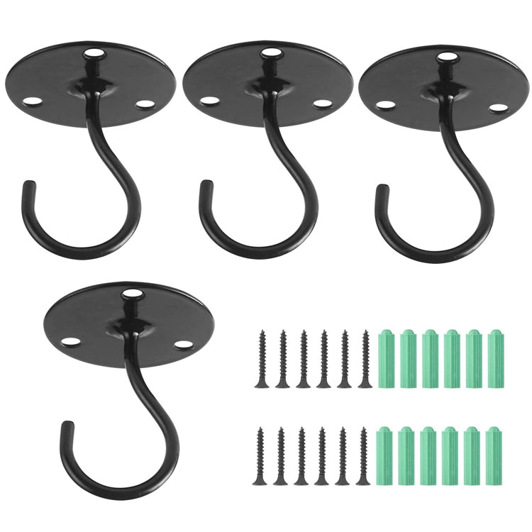 4 PCS Iron Ceiling Hook Balcony Flower Basket Hook Wall Clothes Hook(Black) - Shelf & Hooks by PMC TechLife | Online Shopping South Africa | PMC TechLife | Buy Now Pay Later Mobicred