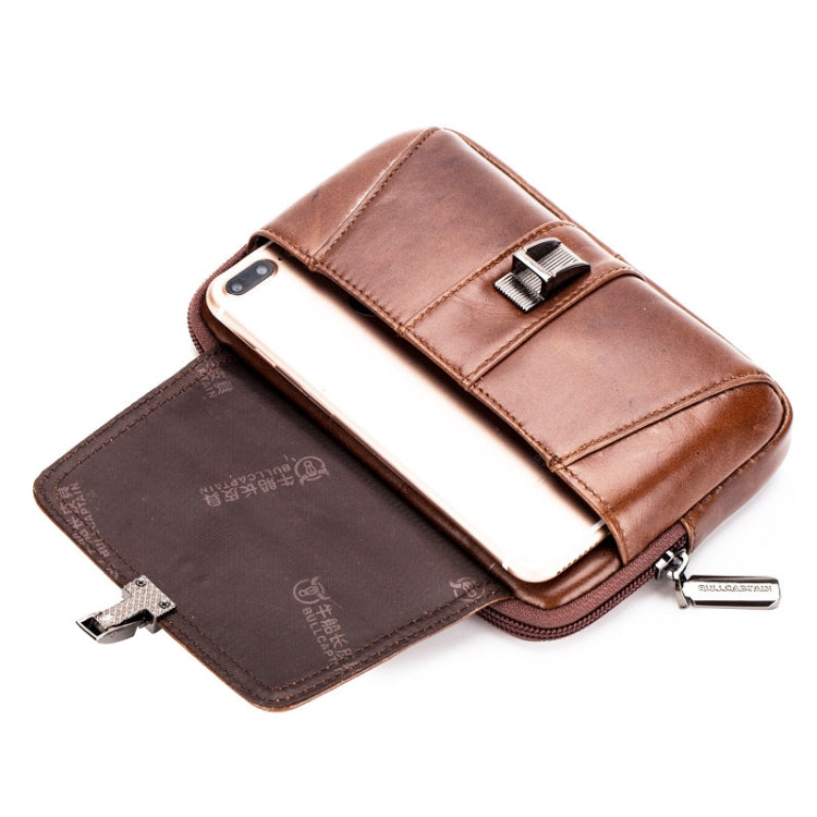 BULL CAPTAIN Multifunctional Leather Mobile Phone Small Waist Bag For Men(Horizontal Brown) - free shipping - PMC TechLife - Order now!